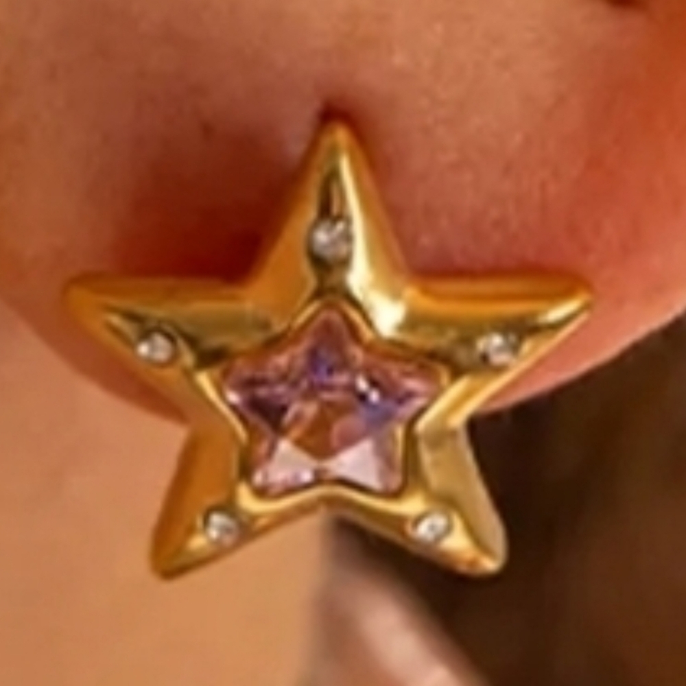 Anthropology Gold Star Earrings surgical steel waterproof tarnish proof birthday